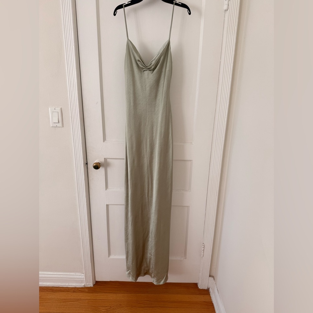 Silky Sage Green Slip Gown - Picture 3 of 7